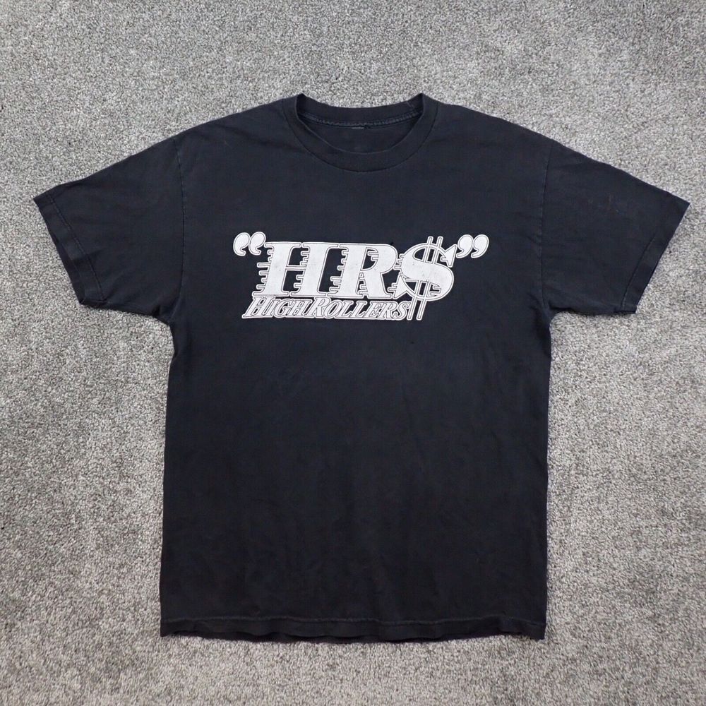 Vintage High Rollers Shirt Mens Large Faded Black Gambling Dungeons and Dragons